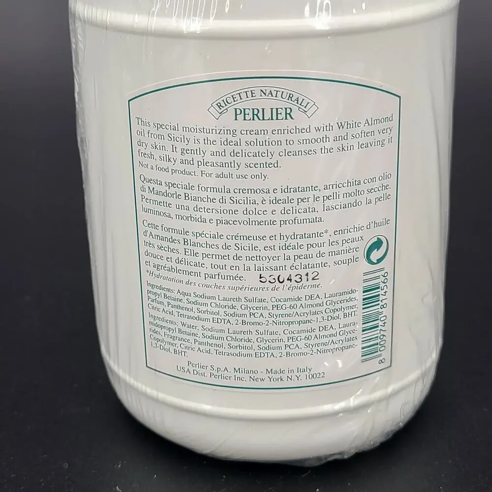 Perlier White Almond Moisturizing Cream Bath 16.9 oz NEW Sealed Made in Italy